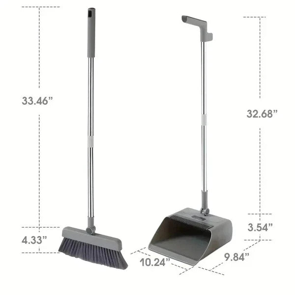 3-In-1 Broom and Dustpan Set Lightweight Upright Lobby Broom and Dust Pan Combo