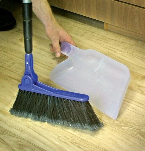 Camco Adjustable Broom and Dustpan Set for RV Home Camping Portable Cleaning