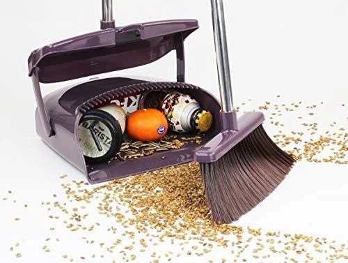 Broom and Dustpan Commercial Long Handle Sweep Set and Lobby Broom Upright