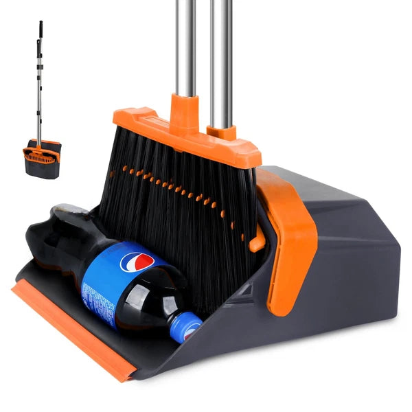 Tiumso Broom and Dustpan Set with 51'' Long Handle, Upright Broom and Dustpan...