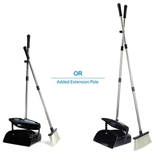 Broom and Dustpan Commercial Long Handle Sweep Set and Lobby Broom Upright