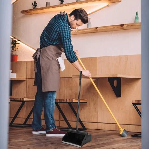 Pcs Broom and Dustpan Set 36.6 Inch Dustpan with Long Handle 8 Black