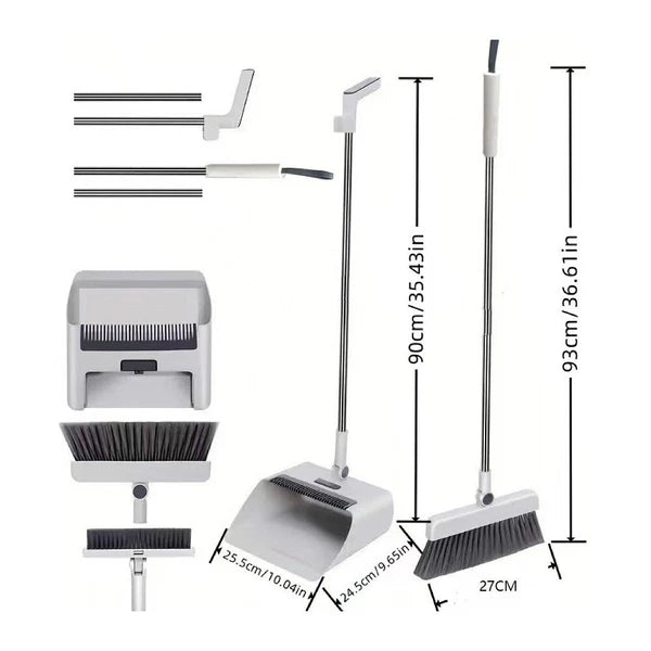 3-In-1 Broom And Dustpan Set 180 Degree Rotatable Broom Dustpan Combo  Gary