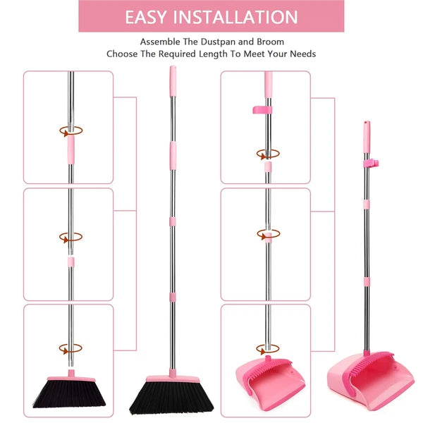 Broom and Dustpan Set, Dustpans with Broom Combo for Home, Heavy Dust Broom a...