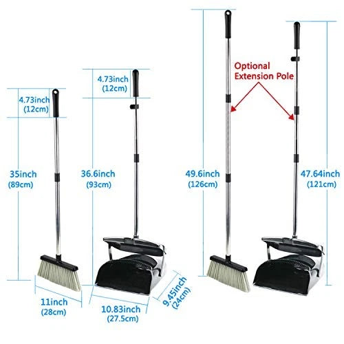 Broom and Dustpan Commercial Long Handle Sweep Set and Lobby Broom Upright