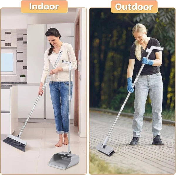 3-In-1 Broom and Dustpan Set Lightweight Upright Lobby Broom and Dust Pan Combo