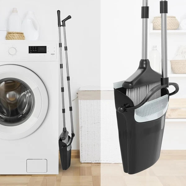 Broom with Dustpan Combo Set (54”) Long Handle Household Dust Pan for Home Offic