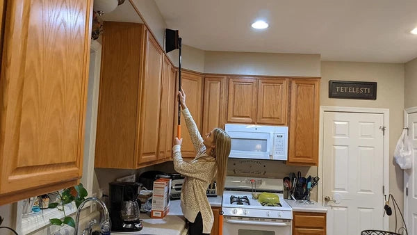 Broom and Dustpan Set for Home, Long Handle Lightweight 180 Degree Rotating Broo