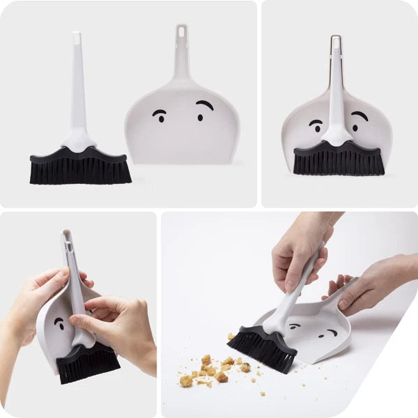 Dustache Small Dustpan and Brush Set, Mini Broom and Dustpan Set, Mustache Desig
