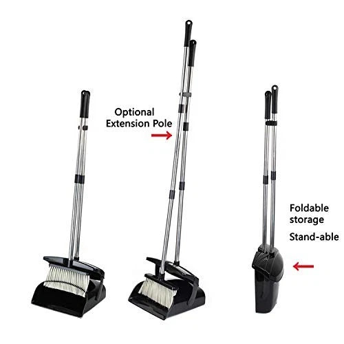 Broom and Dustpan Commercial Long Handle Sweep Set and Lobby Broom Upright